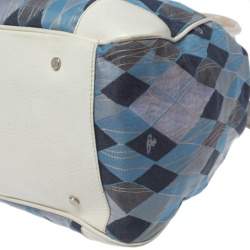 Vivienne Westwood Blue/White Printed Canvas and Leather Dome Satchel