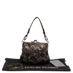 Vivienne Westwood Multicolor Lace and Glitter Kiss Lock Chain Clutch 
