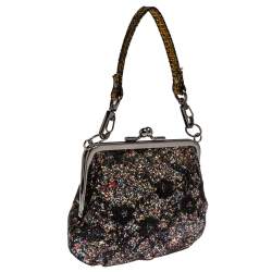 Vivienne Westwood Multicolor Lace and Glitter Kiss Lock Chain Clutch 