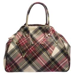 Pre Owned Vivienne Westwood Multicolor Plaid Coated Canvas Derby Satchel