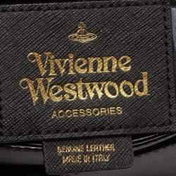 Vivienne Westwood Black Leather Flap Crossbody Bag