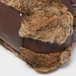 Vivienne Westwood Brown/Beige Faux Fur and Leather Satchel