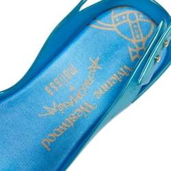 Pre Owned Vivienne Westwood Blue Rubber Melissa Red Heart Fantasy Peep Toe Heels Pumps Size 39