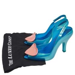 Pre Owned Vivienne Westwood Blue Rubber Melissa Red Heart Fantasy Peep Toe Heels Pumps Size 39