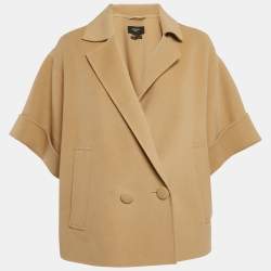 Weekend Max Mara Beige Felt Wool Double Breasted Short Coat S