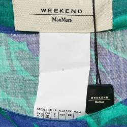 Weekend Max Mara Green/Blue Floral Print Ramie Buttoned Tunic S