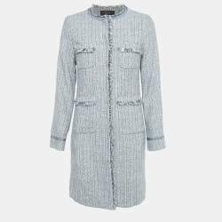 Pre Owned Weekend Max Mara Blue Tweed Mid-Length Coat S
