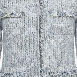 Pre Owned Weekend Max Mara Blue Tweed Mid-Length Coat S