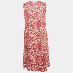 Pre Owned Weekend Max Mara Red Floral Print Cotton Alfiere Dress S