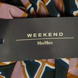 Pre Owned مجموعة تنورة وبلوزة بطبعة وردية قطن وحرير ويكند ماكس مارا صغيرة جدًا / صغيرة