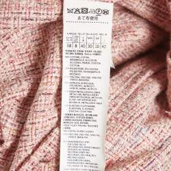 Pre Owned Weekend Max Mara Pink Tweed Fringed Collarless Jacket M