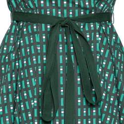 Pre Owned Weekend Max Mara Green Geometric Print Cotton Ravello Wrap Dress XS