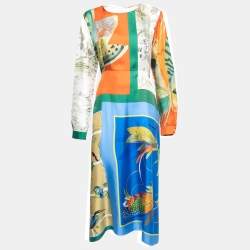 Pre Owned Weekend Max Mara Multicolored Printed Silk Midi Abil Dress XL