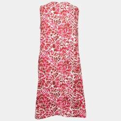 Pre Owned Weekend Max Mara Red Floral Printed Cotton Sleeveless Alfiere Dress M