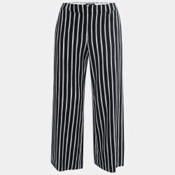 Weekend Max Mara Black Striped Crepe Wide-Leg Trousers M