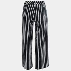 Weekend Max Mara Black Striped Crepe Wide-Leg Trousers M