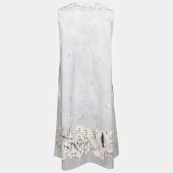 Pre Owned Weekend Max Mara Light Blue Shell Printed & Embellished Cotton Dress M