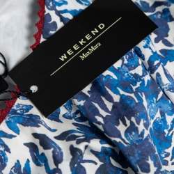 Pre Owned Weekend Max Mara Blue Floral Printed Cotton Filato Midi Dress L