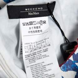 Pre Owned Weekend Max Mara Blue Floral Printed Cotton Filato Midi Dress L