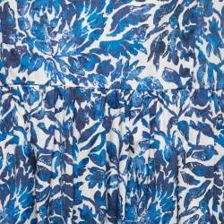 Pre Owned Weekend Max Mara Blue Floral Printed Cotton Filato Midi Dress L