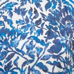 Pre Owned Weekend Max Mara Blue Floral Printed Cotton Filato Midi Dress L