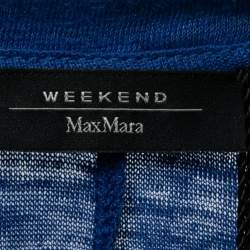 Pre Owned Weekend Max Mara Blue Linen V-Neck Zante V-Neck T-Shirt M 