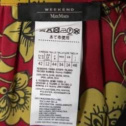 Pre Owned Weekend Max Mara Red Printed Silk Belted Maxi Dress L