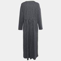 Weekend Max Mara Grey & Black Checked Fleece Maxi Dress 2XL