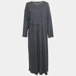 Weekend Max Mara Grey & Black Checked Fleece Maxi Dress 2XL