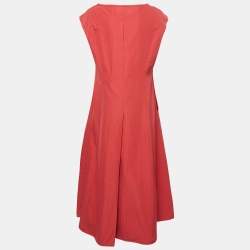 Pre Owned Weekend Max Mara Red Cotton Edam Pleated Dress L