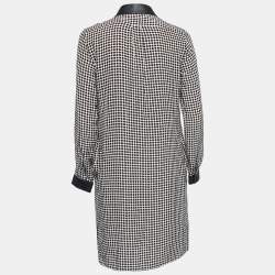 Weekend Max Mara Monochrome Polka Dot Printed Silk Estella Long Sleeve Dress S