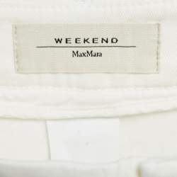 Pre Owned Weekend Max Mara Cream Cotton Afelio Plazzo Trousers M / Waist 34"