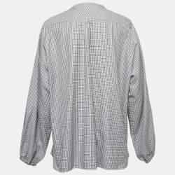 Weekend Max Mara Black Checked Cotton Pleated Front Blouse L
