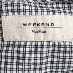Weekend Max Mara Black Checked Cotton Pleated Front Blouse L
