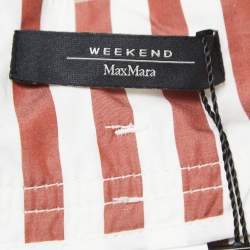 Pre Owned Weekend Max Mara Red Striped Cotton Belted Maxi Skirt S