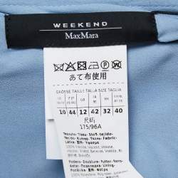 Weekend Max Mara Blue Printed Crepe V-Neck Midi Dress M