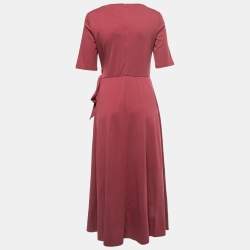 Weekend Max Mara Pink Jersey Tie Detail Geranio Midi Dress M
