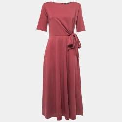 Weekend Max Mara Pink Jersey Tie Detail Geranio Midi Dress M