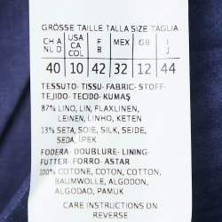 Pre Owned Weekend Max Mara Navy Blue Linen Blend Sleeveless Maxi Dress L