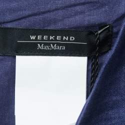 Pre Owned Weekend Max Mara Navy Blue Linen Blend Sleeveless Maxi Dress L