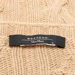 Pre Owned Weekend Max Mara Beige Wool Cable-Knit Scarf