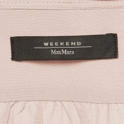 Pre Owned Weekend Max Mara Pink Silk Tie-Neck Shirt S