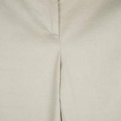 Pre Owned Weekend Max Mara Beige Cotton Wide Leg Modern Trousers L