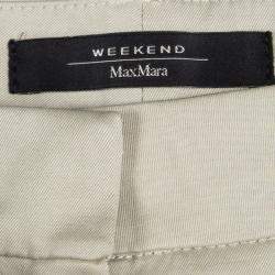 Pre Owned Weekend Max Mara Beige Cotton Wide Leg Modern Trousers L