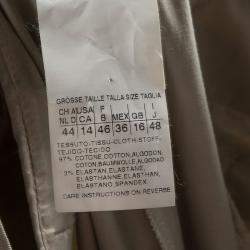 Pre Owned Weekend Max Mara Beige Cotton Wide Leg Modern Trousers L