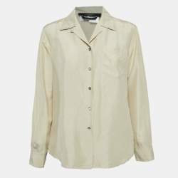 Weekend Max Mara Beige Silk Button Front Shirt M