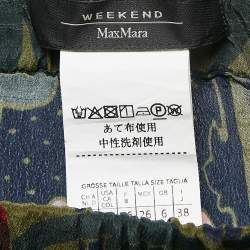 Weekend Max Mara Green Floral Print Silk Wide-Leg Pants S