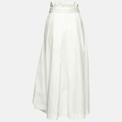 Weekend Max Mara White Cotton Belted Maxi Skirt L