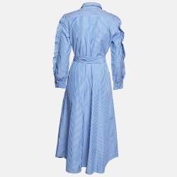 Weekend Max Mara Blue Striped Cotton Long Shirt Dress M