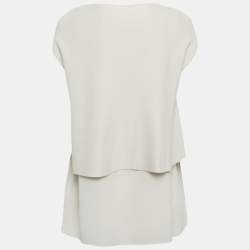 Weekend Max Mara Grey Knit and Silk Layered Top L